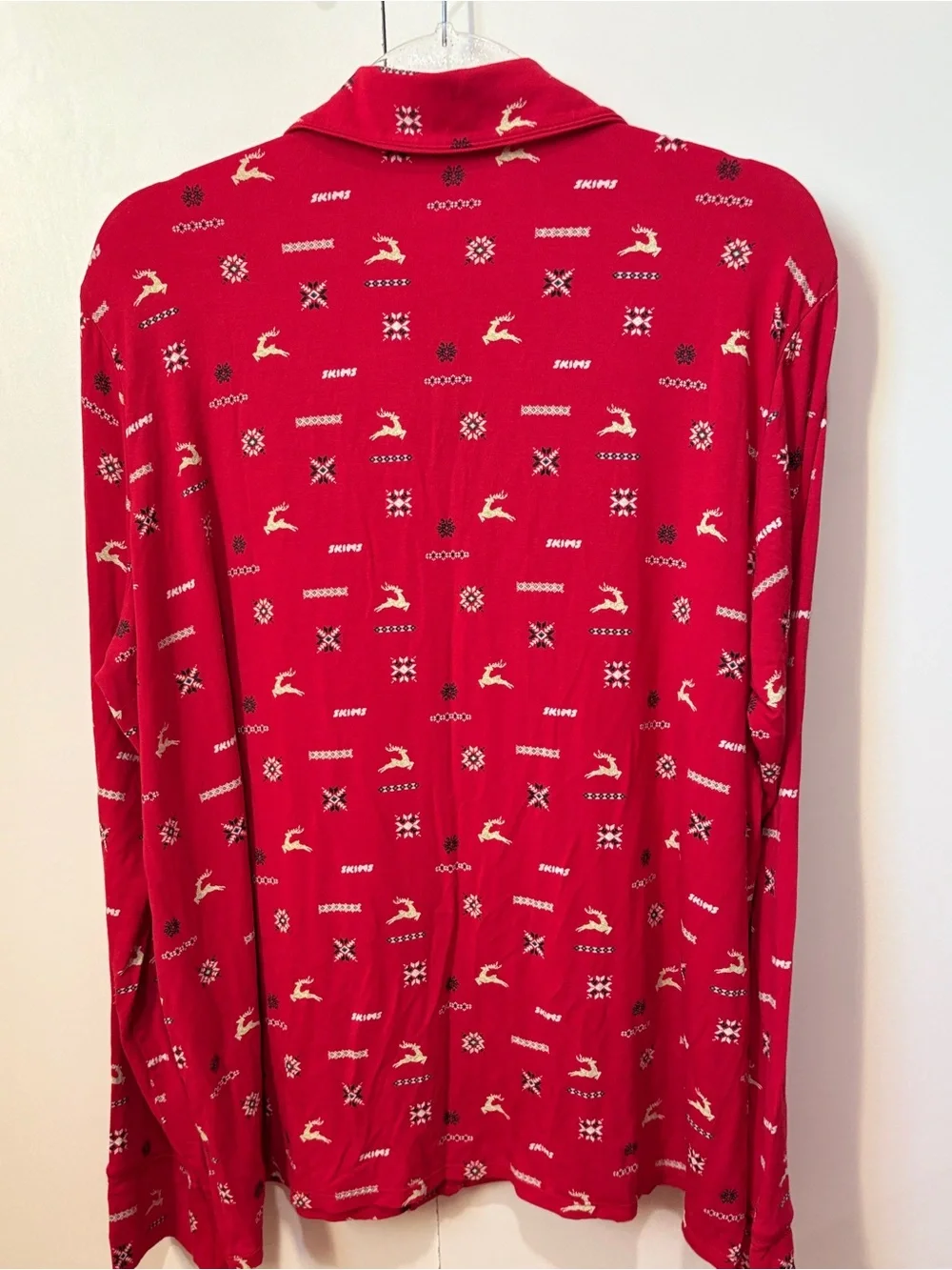 SKIMS Sleep Long Sleep Top | Cranberry Vintage Deer Print | XL | NWT 🏷️
